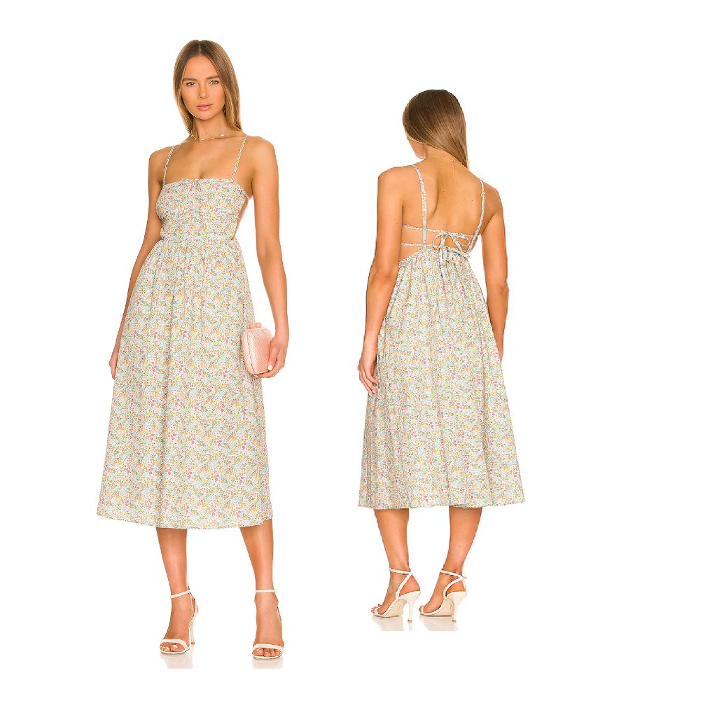 Nwt For Love & Lemons Raleigh Midi Dress - Blue